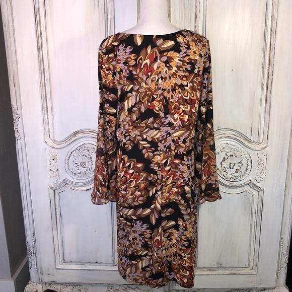 VINTAGE North Style  Scoop Neck Flounce Sleeves A line Jersey Knit Dress Size L - Picture 7 of 9